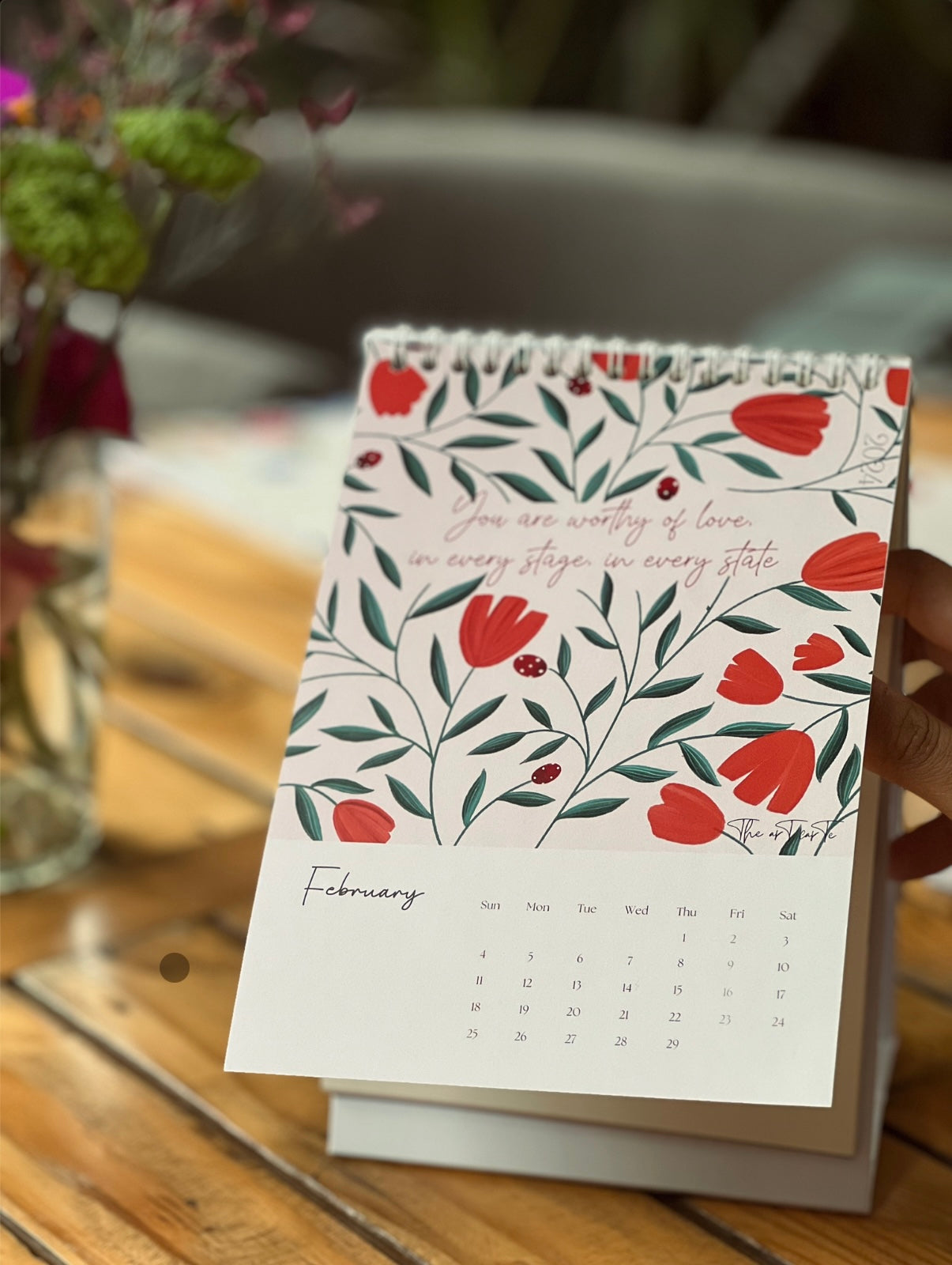 Calendrier de bureau d'art botanique