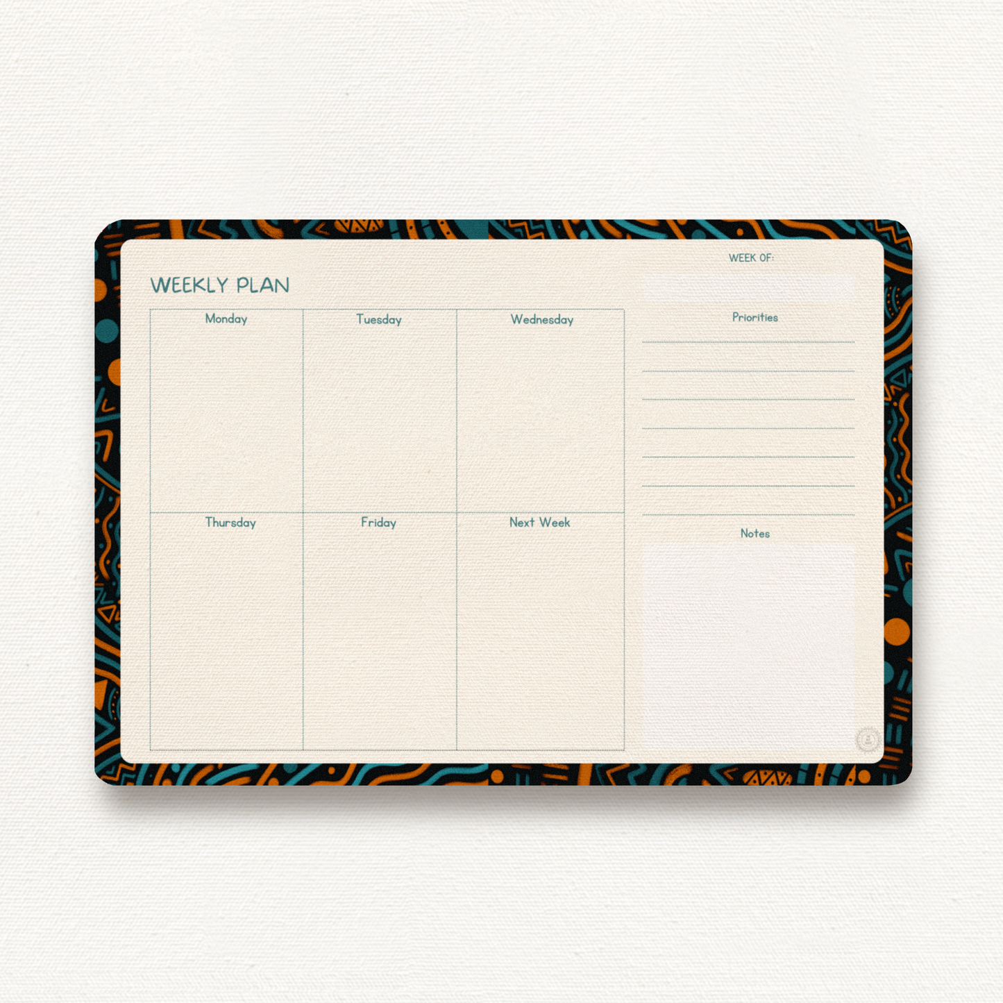 Agenda hebdomadaire Noir