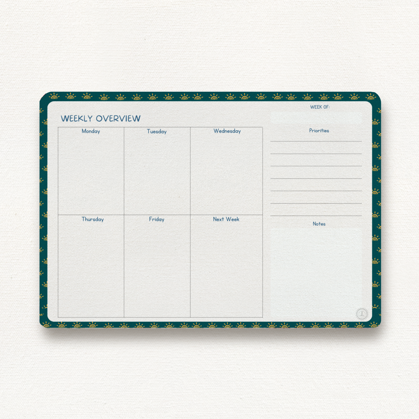 Agenda hebdomadaire Noir
