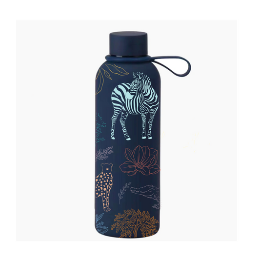 Safari insulated bottle with wildlife illustration front view — The Art Carte