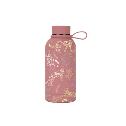 Chui insulated mini bottle with leopard illustration front view — The Art Carte