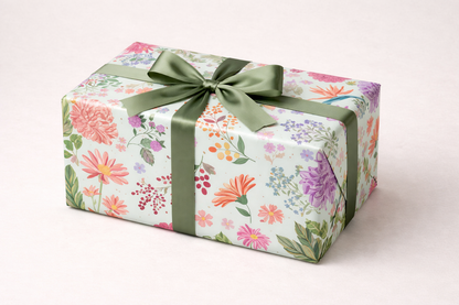 Botanical Garden gift wrap showing full illustrated botanical pattern — The Art Carte
