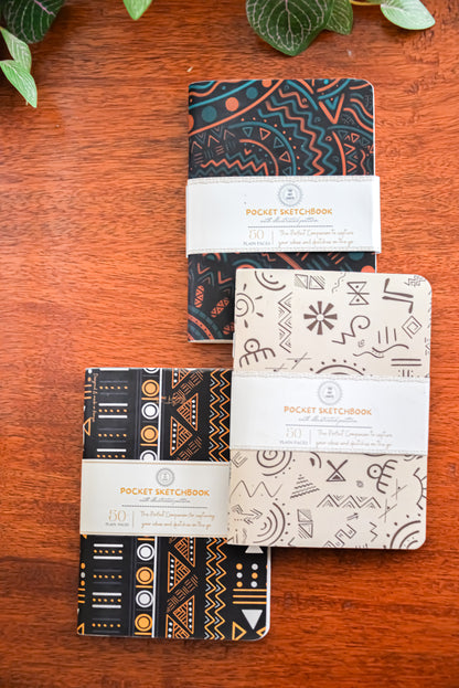 Mansa pocket sketchbook trio stacked side view — The Art Carte