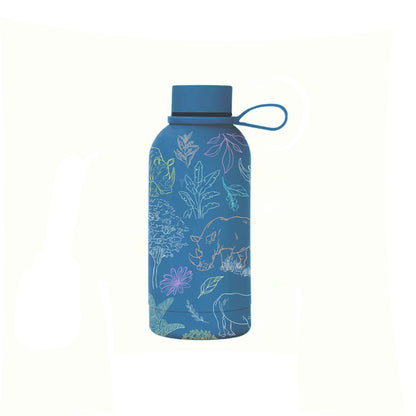 Kifaru insulated mini bottle close-up showing rhino illustration detail — The Art Carte