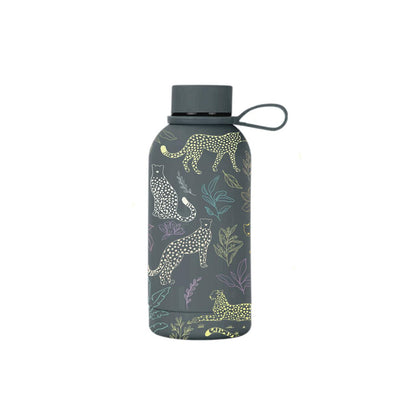 Chui insulated mini bottle side view showing full leopard illustration — The Art Carte