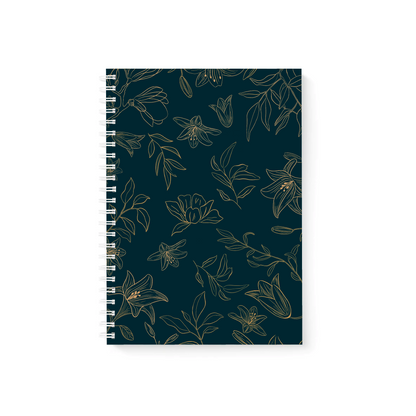Blossom dot grid journal in navy with floral illustrated cover — The Art Carte Kenya