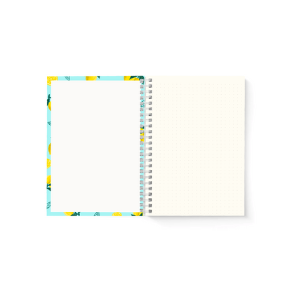 Lemon dot grid journal open showing dot-grid interior pages — The Art Carte Kenya