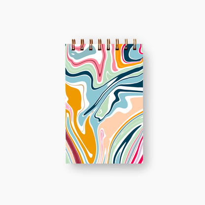 Rainbow Marble mini notebook with vivid marble-effect illustrated cover — The Art Carte Kenya