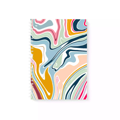 Rainbow Marble dot grid journal with vivid marble-effect cover — The Art Carte Kenya