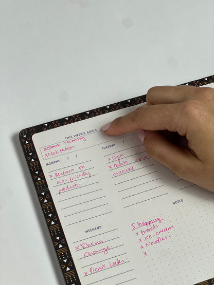 Msanzi weekly planner back cover view — The Art Carte
