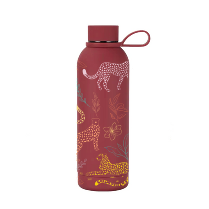Chui insulated bottle lifestyle shot showing leopard illustration detail — The Art Carte Kenya