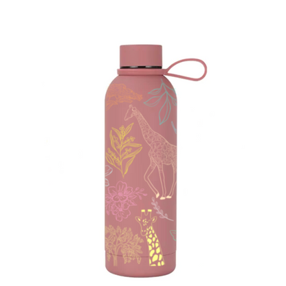 Twiga insulated bottle side view with giraffe pattern — The Art Carte Kenya
