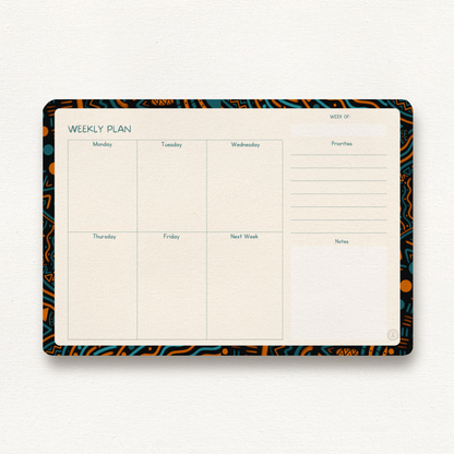 Msanzi weekly planner illustrated cover closed view — The Art Carte