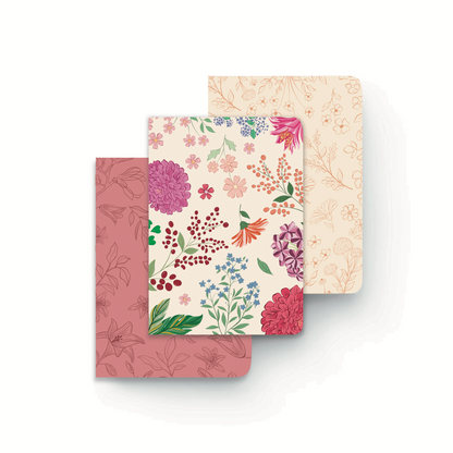Flora pocket sketchbook trio with botanical illustrated covers — The Art Carte