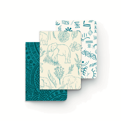 Aqua pocket sketchbook trio with illustrated covers — The Art Carte