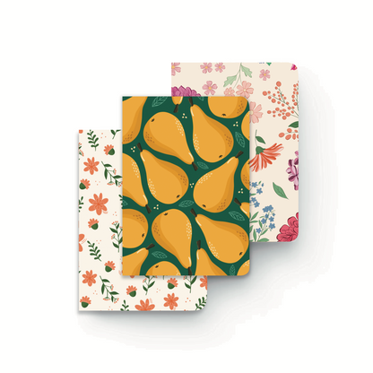 Meadow pocket sketchbook trio with botanical illustrated covers — The Art Carte