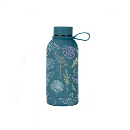 Flamboyance insulated mini bottle flat lay on neutral surface — The Art Carte