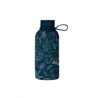 Kifaru insulated mini bottle with rhino illustration front view — The Art Carte