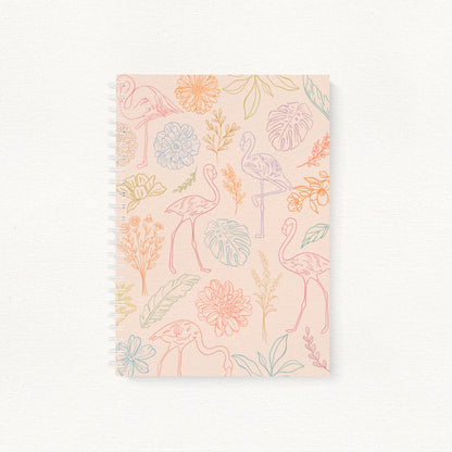 Flamboyance lined journal with flamingo illustrated cover closed view — The Art Carte