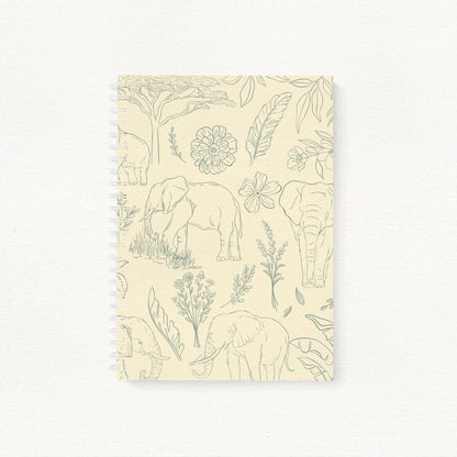 Tembo lined journal with elephant illustrated cover closed view — The Art Carte