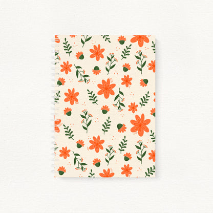 Marigold lined journal botanical illustrated cover closed view — The Art Carte