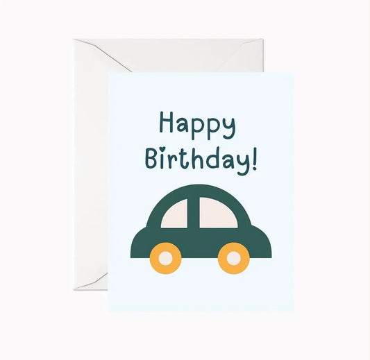 Blue Car Birthday Greeting Card